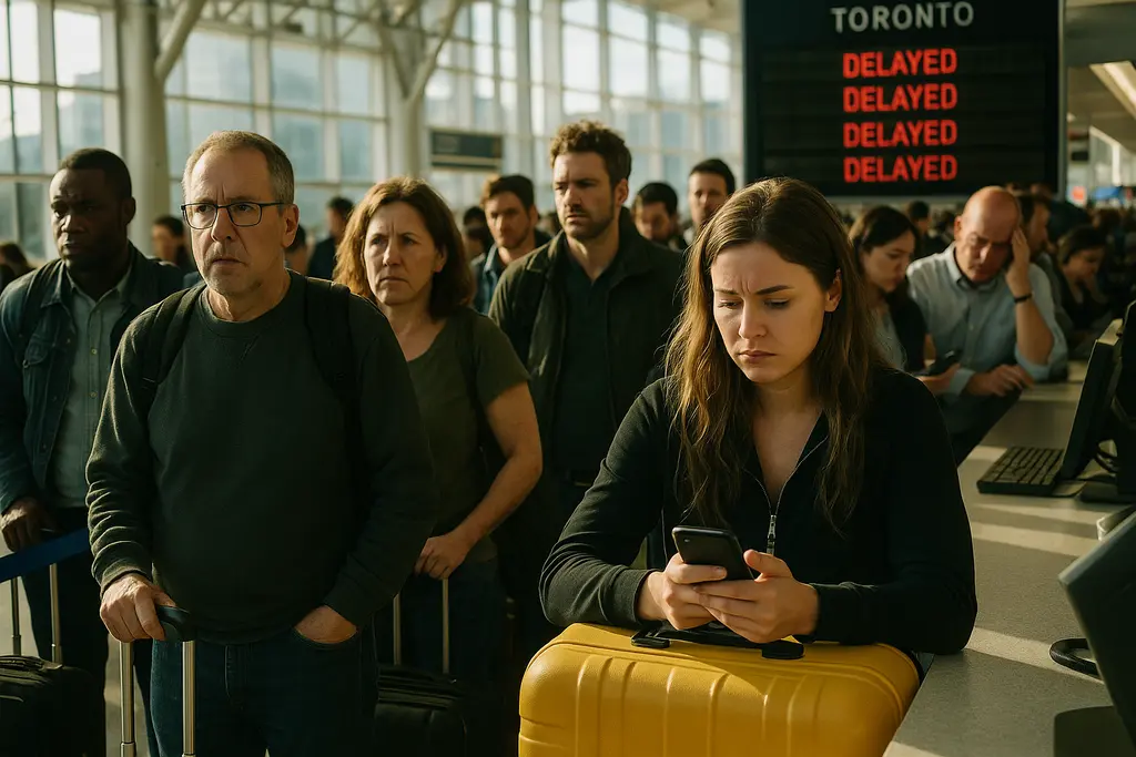 Canadian travel decline shown by quiet airport gates and cross-border trip planning notes