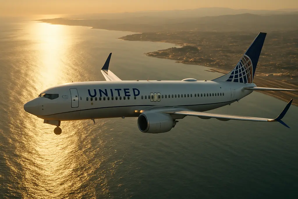 United Mediterranean Routes map planning beside a premium cabin window