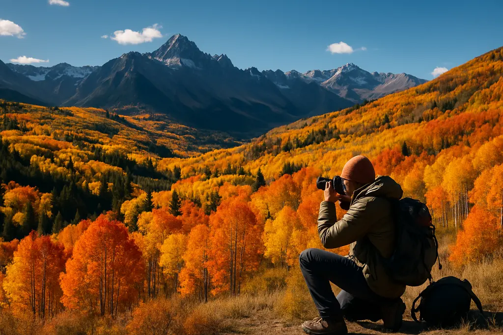 Colorado Fall Colors on an aspen-lined mountain road in September