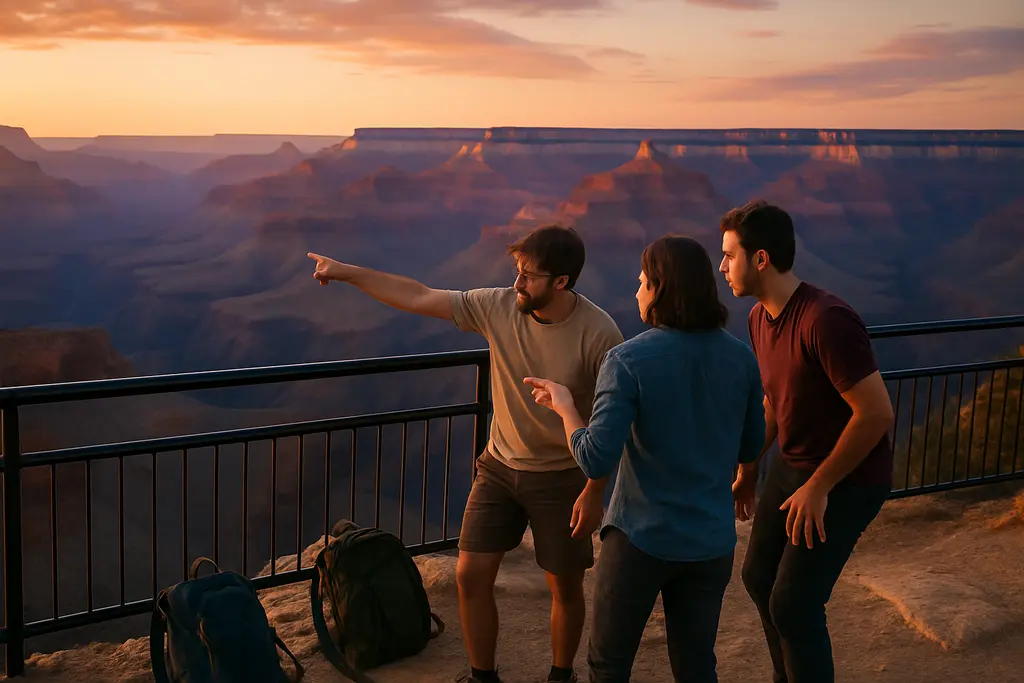 Grand Canyon access viewpoint with rim trail and canyon cliffs after flood restrictions