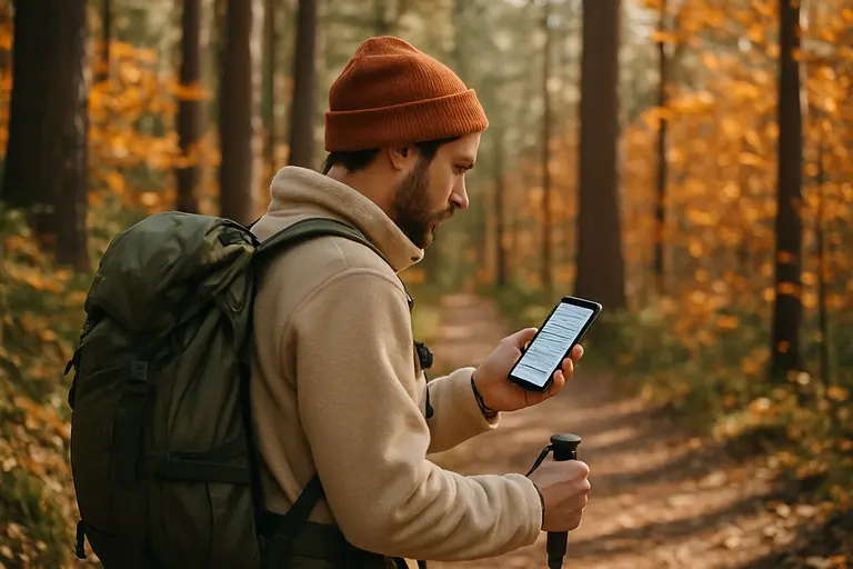 Traveler checking dates on a phone before a national park drive