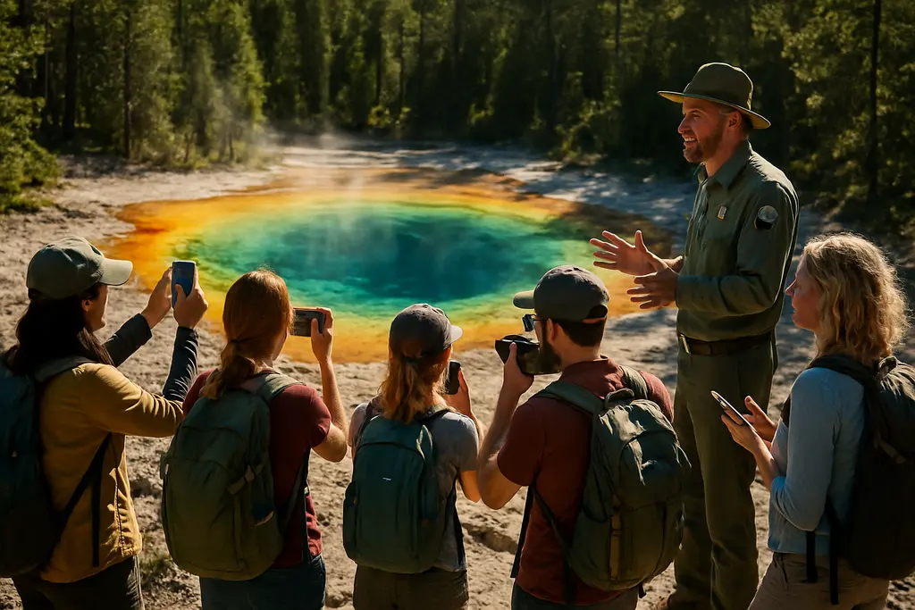 Yellowstone Access Updates with a park road crossing open forest near thermal areas